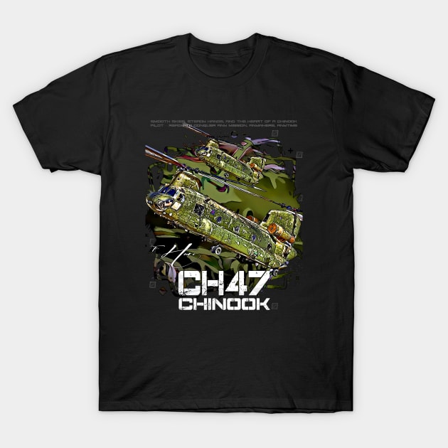 CH-47 Chinook helicopter T-Shirt by aeroloversclothing